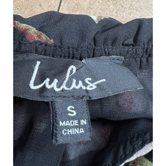 Lulus Black Red Floral Off The Shoulder Maxi Dress Zipper Small Size - Picture 5 of 10